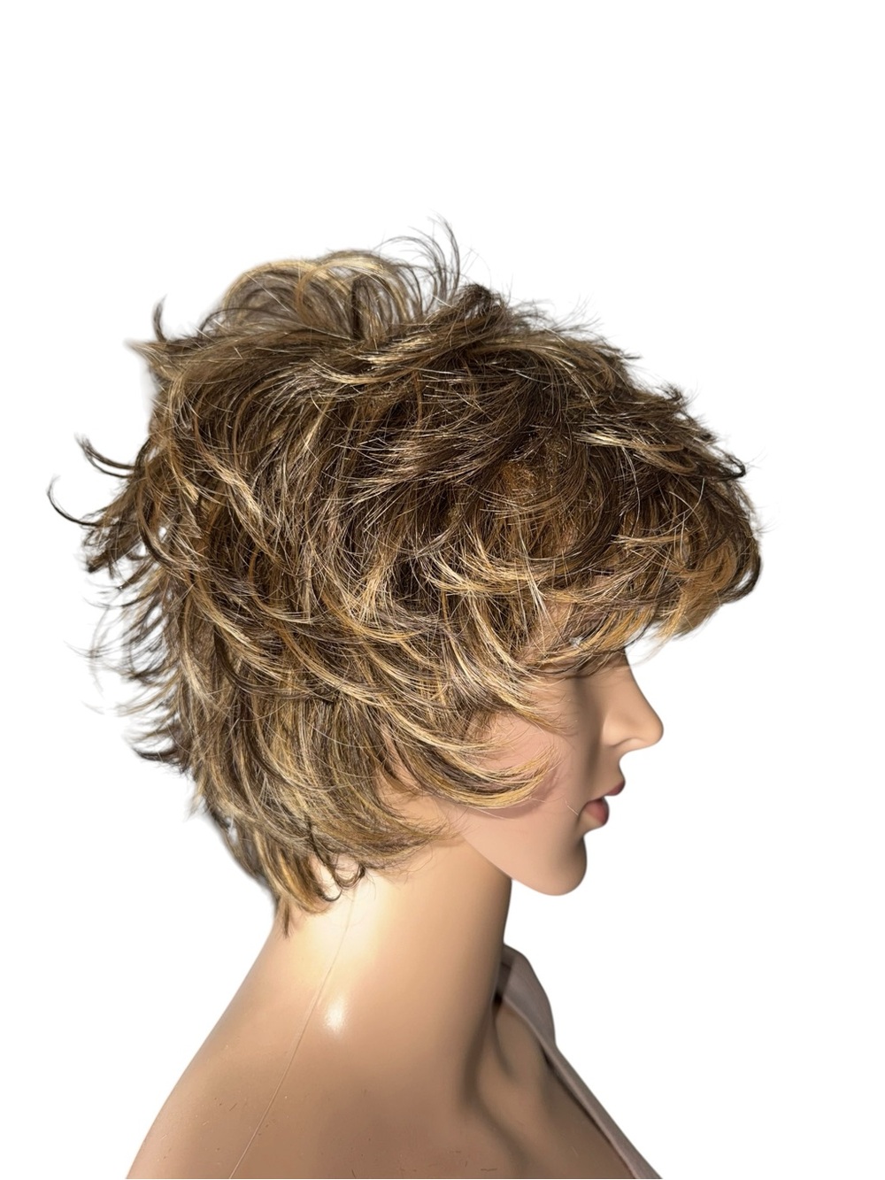Brown With Blonde Highlights Medium Length Shag Layered Wig